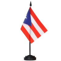 Anley Puerto Rico Deluxe Desk Flag Set 6 X 4 Inch Miniature Puerto Rican Desktop Flag With 12 Solid Pole Vivid Color And F