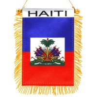 Anley 4 X 6 Inch Haiti Fringy Window Hanging Flag Mini Flag Banner Car Rearview Mirror D Cor Fringed Double Sided Hai