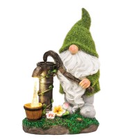 Teresas Collections Garden Gnomes Decorations For Yard With Solar Lights Large Cute Flocked Garden Sculptures Statues Garden