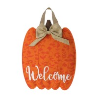 Autumn Pumpkin Burlap Door Hanger Autumn Welcome Embroidered 13 X 20 Briarwood Lane