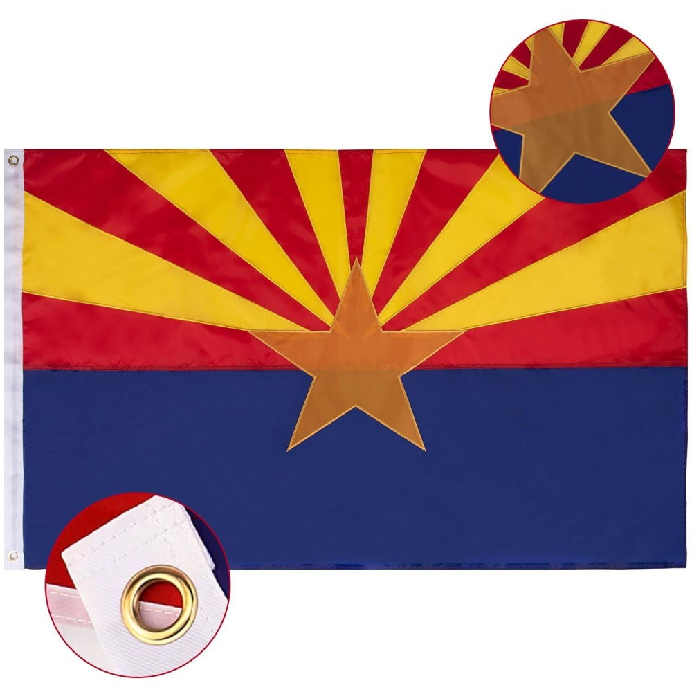 Flagburg Arizona State Flag 3X5 Ft Az State Flags With Embroidered Star Heavy Duty Outdoor Nylon Sewn Stripes Not Print Ca