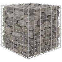 vidaXL Cube Gabion Raised Steel Wire Bed Planter for Garden or Patio Durable and WeatherResistant Silver Color Assembly Requ