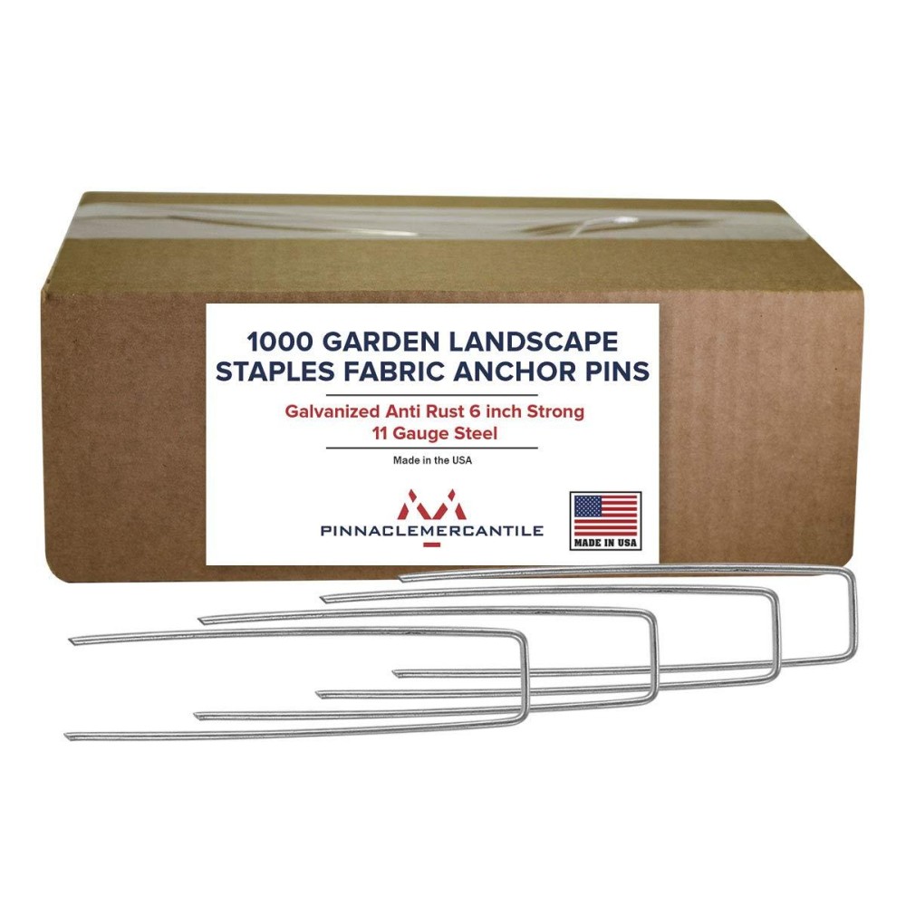 Pinnacle Mercantile Usa Made 1000 Pack Garden Landscape Staples Weed Barrier Fabric Stakes Galvanized 6 Inch Pins Anti Rust Sod