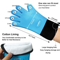 Walfos Grilling Gloves Heat Resistant Silicone Oven Mitt Premium Nonslip Silicone Internal Protective Cotton Layer Waterpro