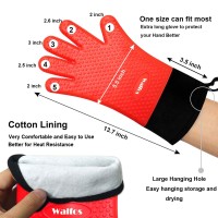 Walfos Grilling Gloves Heat Resistant Silicone Oven Mitt Premium Nonslip Silicone Internal Protective Cotton Layer Waterpro