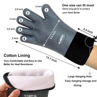 Walfos Grilling Gloves Heat Resistant Silicone Oven Mitt Premium Nonslip Silicone Internal Protective Cotton Layer Waterpro