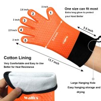 Walfos Grilling Gloves Heat Resistant Silicone Oven Mitt Premium Nonslip Silicone Internal Protective Cotton Layer Waterpro