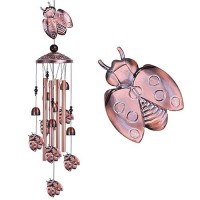 Ladybug Wind Chimes Outdoor Decor With 4 Tubes 6 Bells 7 Ladybugs 36In Waterproof Mobile Romantic Wind Catcher Ladybug Windchi