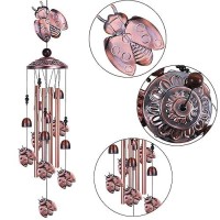 Ladybug Wind Chimes Outdoor Decor With 4 Tubes 6 Bells 7 Ladybugs 36In Waterproof Mobile Romantic Wind Catcher Ladybug Windchi