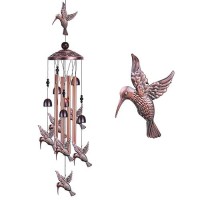 Garden Hummingbird Wind Chimes Outdoor Decor With 4 Tubes 6 Bells 7 Hummingbirds Mobile Romantic Wind Catcher Hummingbird Win