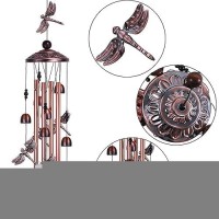 Dragonfly Wind Chimes Outdoor Decor With 4 Tubes 6 Bells 7 Dragonflies 36 Waterproof Mobile Romantic Wind Catcher Dragonfly