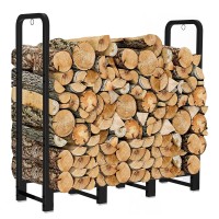 Artibear Firewood Rack Stand 4Ft Heavy Duty Logs Holder For Outdoor Indoor Fireplace Metal Wood Pile Storage Stacker Organizer