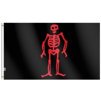 Pirate Red Skeleton Edward Low Flag 3X5 Ft Large Moderateoutdoor Indoor Both Sides Heavy Duty100D Polyester Canvas Header And