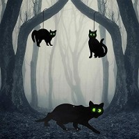 Willbond 3 Pack Halloween Metal Black Cat With Reflective Eyes Halloween Yard Signs Stakes Outdoor Decorations Scare Cat Silhoue