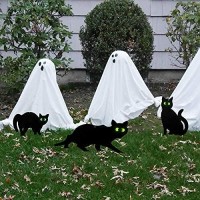 Willbond 3 Pack Halloween Metal Black Cat With Reflective Eyes Halloween Yard Signs Stakes Outdoor Decorations Scare Cat Silhoue