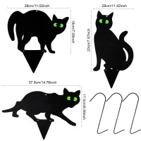 Willbond 3 Pack Halloween Metal Black Cat With Reflective Eyes Halloween Yard Signs Stakes Outdoor Decorations Scare Cat Silhoue