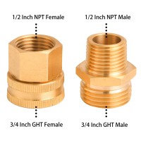 M Mingle Garden Hose Adapter 34 Inch Ght To 12 Inch Npt Double Male And Female Brass Connector With Extra 8 Washers