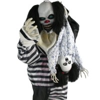 Haunted Hill Farm Lifesize Animatronic Scary Talking Clown With Doll And Motion And Touch Activated Lights And Sounds Battery