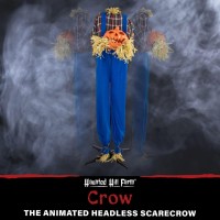 Haunted Hill Farm 57In Animatronic Scarecrow Crow The Headless Indoor Or Covered Outdoor Halloween Decoration Batteryoperated