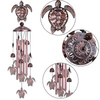 Sea Turtle Wind Chimes Outdoor Indoor Decor - With 4 Tubes 6 Bells 7 Turtles 37In Waterproof Suspension Mobile Tortoise Wind Chimes For Home  Xmas Mom Gifts  Balcony  Festival  Tree  Garden Decoration