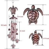 Sea Turtle Wind Chimes Outdoor Indoor Decor - With 4 Tubes 6 Bells 7 Turtles 37In Waterproof Suspension Mobile Tortoise Wind Chimes For Home  Xmas Mom Gifts  Balcony  Festival  Tree  Garden Decoration