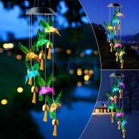 Jobosi Green Hummingbird Bell Hummingbird Chimes Gardening Gift Birthday Gifts For Mom Grandma Gifts Solar Lights Outdoor Decor