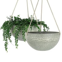 La Jolie Muse 10 Inch Hanging Planters For Indoor Plants Outdoor Garden Planter Pots Storm Gray Honeycomb Set Of 2