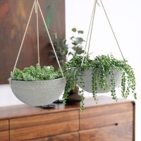 La Jolie Muse 10 Inch Hanging Planters For Indoor Plants Outdoor Garden Planter Pots Storm Gray Honeycomb Set Of 2