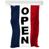 G128 Open Vertical Flag 3X5 Ft Liteweave Pro Series Printed 150D Polyester Commercial Business Flag Indooroutdoor Vibra