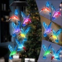 Hisolar Hummingbird Solar Wind Chimes Color Changing Solar Mobile Lights Waterproof Led Wind Chimes Solar Powered Lights For Hom