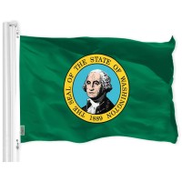 G128 Washington Wa State Flag 3X5 Ft Liteweave Pro Series Printed 150D Polyester Indooroutdoor Vibrant Colors Brass Gro