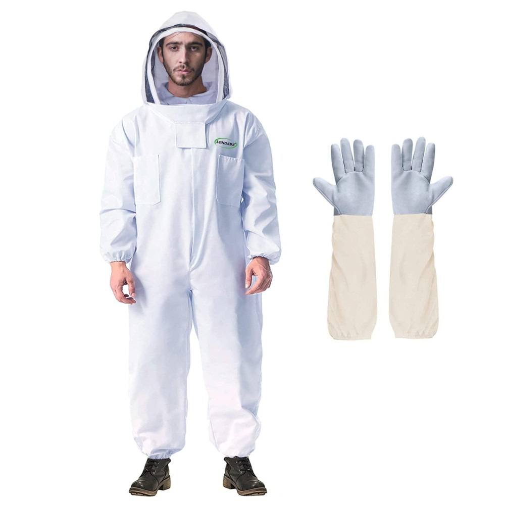 Longads Professional Bee Suit For Men Women Beekeeping Suit Beekeeper Suit With Glove Ventilated Hood Multisize Bee Outfit F