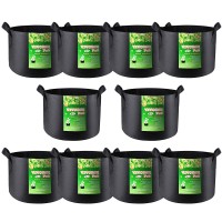 Vivosun 10Pack 7 Gallon Grow Bags Reinforced Planter Fabric Pots For Gardening Black