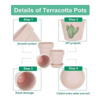 Vensovo 6 Inch Pink Clay Pot For Plant With Saucer 4 Pack Large Terra Cotta Plant Pot With Drainage Hole Flower Pot With Tray