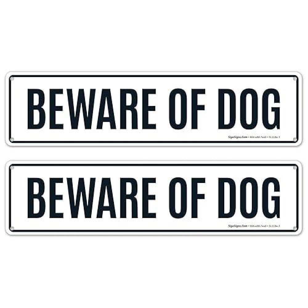 Sigo Signs Beware Of Dog Sign Pack Of 2 Rectangle Black Text Sign 3X12 Inches Rust Free 040 Aluminum Fade Resistant Indo