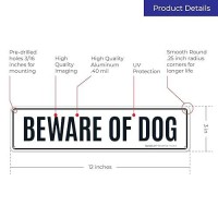 Sigo Signs Beware Of Dog Sign Pack Of 2 Rectangle Black Text Sign 3X12 Inches Rust Free 040 Aluminum Fade Resistant Indo