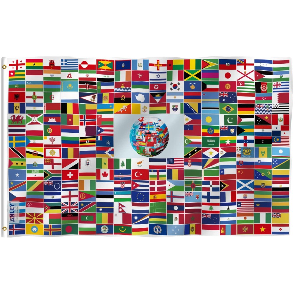 Anley Fly Breeze 3X5 Feet Global World Flag Vivid Color And Fade Proof Canvas Header And Double Stitched 216 International