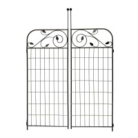 Black Coated Steel Decorative Garden Fence Gate 8 Leaves 44 Inches X 36 Inches Pack Of 1