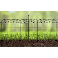 Black Coated Steel Decorative Garden Fence Gate 8 Leaves 44 Inches X 36 Inches Pack Of 1