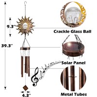 Leidrail Wind Chimes Sun Solar Wind Chime Crackle Glass Ball For Outside Outdoor Clearance Gardening Gifts Unique Hanging Sun