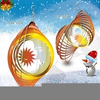 Fonmy Wind Spinner 3D Stainless Steel Laser Cut Metal Art 12 Inches Moon And Sun Hanging Wind Spinner Kinetic Yard Art Decorati