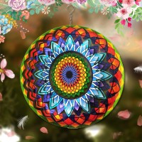 Fonmy Wind Spinner Mandala Sun Flower 12 Inches 3D Stainless Steel Laser Cut Metal Art Geometric Pattern Hanging Wind Spin