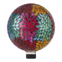 Alpine Corporation 10 Diameter Indooroutdoor Glass Leaf Pattern Gazing Globe Yard Decoration Multicolor