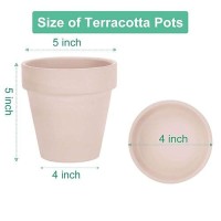 Vensovo 5 Inch Pink Clay Pot For Plant With Saucer 6 Pack Terra Cotta Plant Pot With Drainage Hole Flower Pot With Tray Terr