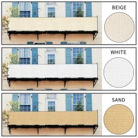 Love Story Balcony Privacy Screen 3X16 Beige Deck Shield Screen Fence Cover Hdpe Uv Protection And Weatherresistant 3 Ft H