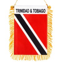 Anley 4 X 6 Inch Trinidad And Tobago Fringy Window Hanging Flag Mini Flag Banner Car Rearview Mirror D Cor Fringed Doub