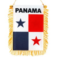 Anley 4 X 6 Inch Panama Fringy Window Hanging Flag Mini Flag Banner Car Rearview Mirror D Cor Fringed Double Sided Pa