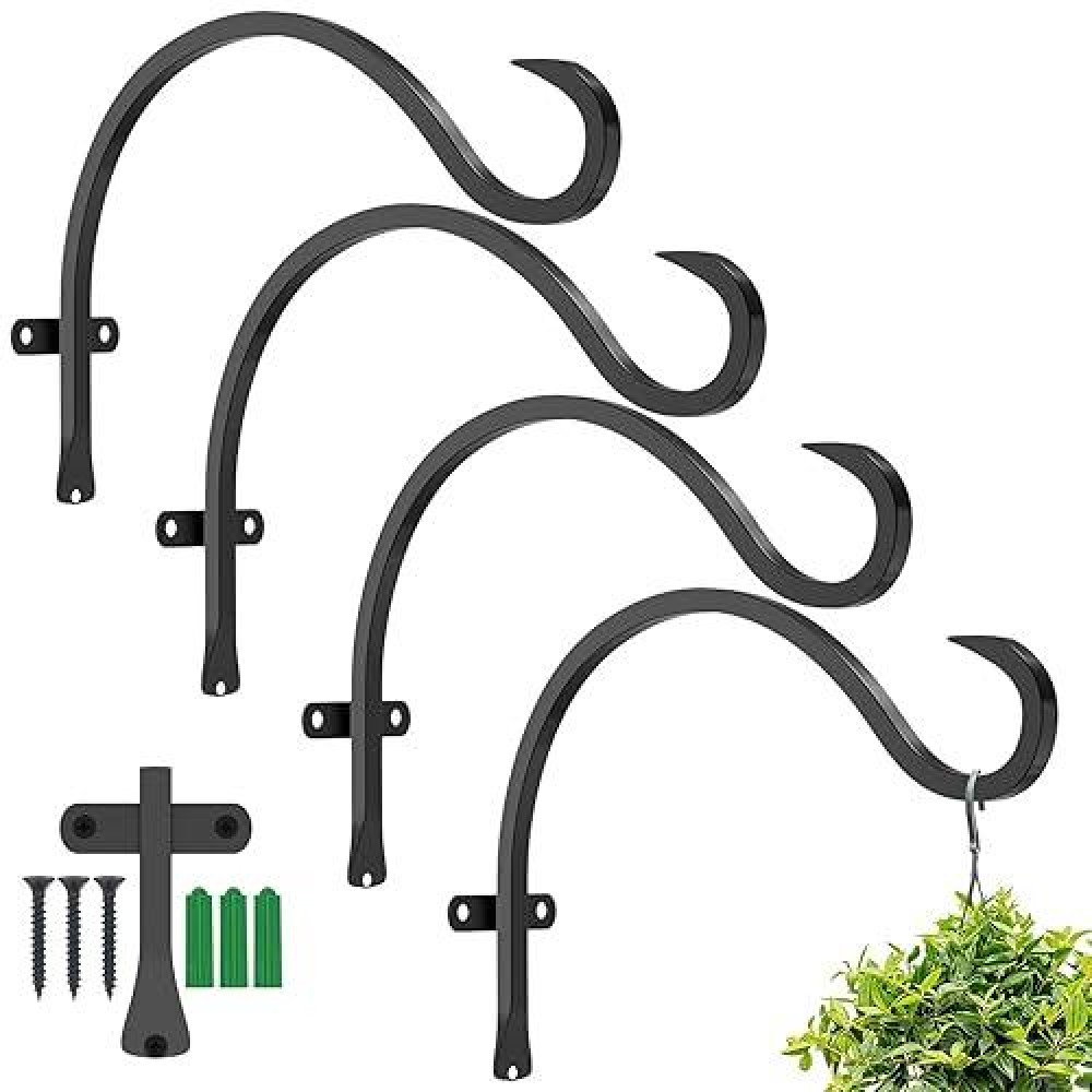 Gamexcel Hanging Plant Bracket 4Pcs 12In Large Plant Hangers Outdoor Indoor Heavyduty Metal Wall Plant Hooks Plant Hanger With