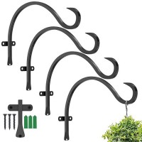 Gamexcel Hanging Plant Bracket 4Pcs 12In Large Plant Hangers Outdoor Indoor Heavyduty Metal Wall Plant Hooks Plant Hanger With