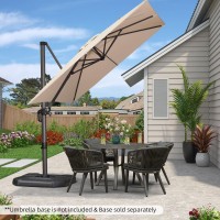 Purple Leaf 10 Feet Patio Umbrella Outdoor Cantilever Solar Powered Led Square Umbrella Aluminum Offset Umbrella With 360Degree